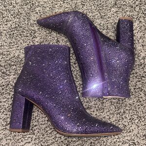 Purple Glitter Ankle Boots